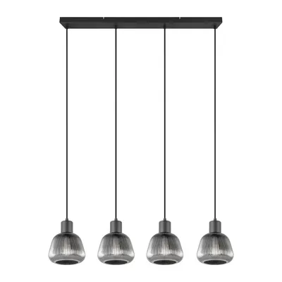 Lustră neagră cu abajur din sticlă ø 15 cm Tarifa – Trio