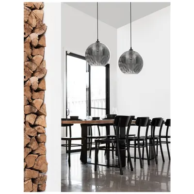 Lampa suspendata JERARDO Smoke Sticla cu Bubbles Inside Negru Metal LED E27 1x12W IP20 Fara bec