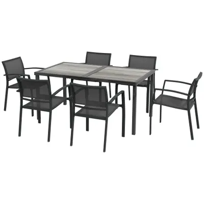 Outsunny Set Masa de Grădină 7 Piese, Scaune Stivuibile, Set Masa Exterior pentru Terasă, Design Modern și Confortabil | Aosom Romania