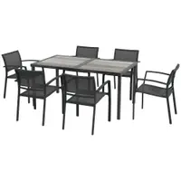 Outsunny Set Masa de Grădină 7 Piese, Scaune Stivuibile, Set Masa Exterior pentru Terasă, Design Modern și Confortabil | Aosom Romania