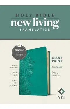 NLT Compact Giant Print Bible, Filament Enabled Edition (Red Letter, Leatherlike, Peony Rich Teal)