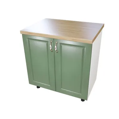 Masca pentru chiuveta cu 2 usi 80 cm Zebra, Alb/MDF Verde cu blat Artar, 80 x 85 x 60 cm