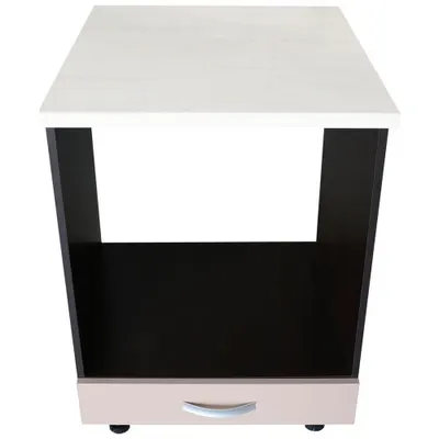 Corp pentru cuptor incorporabil cu sertar Zebra, wenge/Cappuccino lucios, cu blat Travertin, 60 x 85 x 60 cm