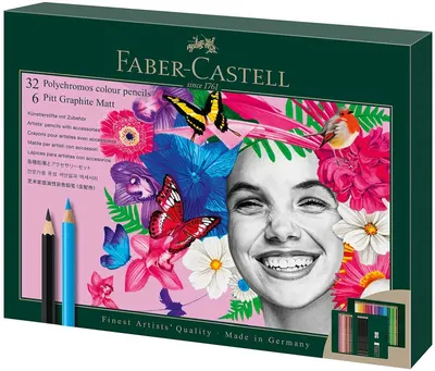 Set creioane colorate Faber-Castell Polychromos - 32 culori, cu creioane de grafit