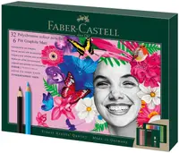 Set creioane colorate Faber-Castell Polychromos - 32 culori, cu creioane de grafit