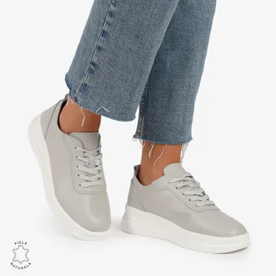 Pantofi Casual de dama din Piele Naturala CRL1206 GRI