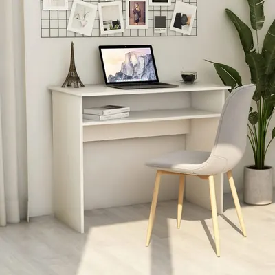 vidaXL Birou, alb, 90x50x74 cm, lemn prelucrat