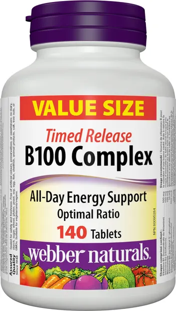 Vitamin B100 Complex, 140 tablete, Webber Naturals
