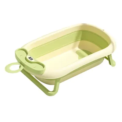 Cadita bebelusi pliabila Little Mom Starfish Green, 94x50x22 cm, cu termometru display digital incorporat si Hamac moale ergonomic inclus, tavita depozitare, picioare antiderapante