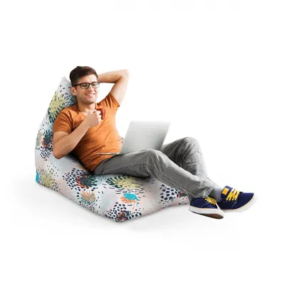 Fotoliu Puf Bean Bag tip Lounge frunze multicolore