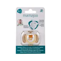 mamajoo Suzeta cu design ortodontic din silicon si cutie de depozitare, Tigru & cutie ecru 6 m+, 1 buc