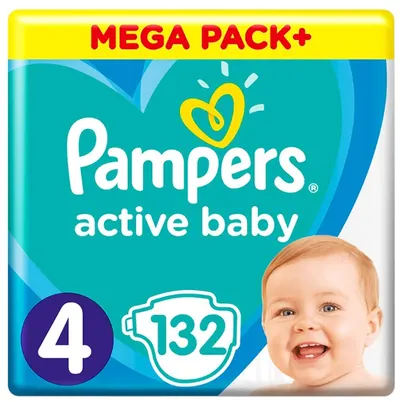 Scutece Pampers - Active Baby 4, 132 buc.