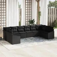 Gossi set de gradina cu 10 piese cu perne negru poly rattan