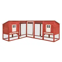 vidaXL Cușcă iepuri exterior, spațiu de joacă, roșu/alb, lemn de brad