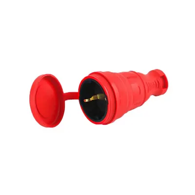 Priza schuko cauciuc - rosu 90 grade