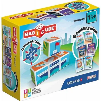 Set de cuburi magnetice Geomag - Magicube, Vehicule, 7 piese
