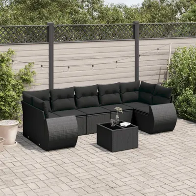 Gossi set mobilier de gradina cu perne, 8 piese, negru, poliratan