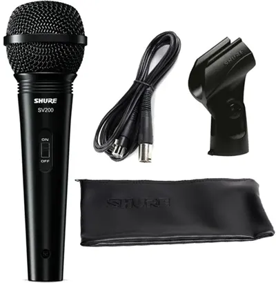 Microfon Shure - SV200A, cablu + clema + husa, negru