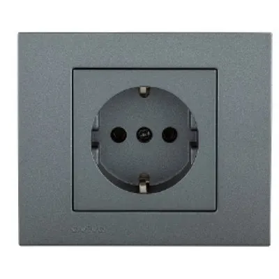 Priza Schuko ST Grano Met Ovivo OV00177, 16A, 250V, IP20, fumuriu