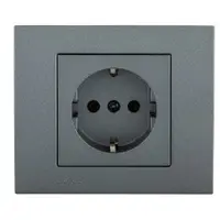Priza Schuko ST Grano Met Ovivo OV00177, 16A, 250V, IP20, fumuriu