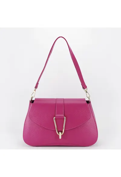 Geanta eleganta din piele naturala 1755 125 - Fucsia - 19x30x10