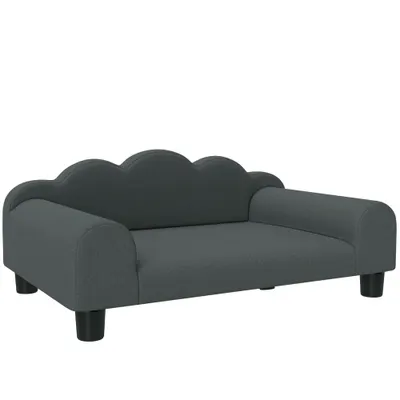 PawHut Canapea pentru câini, canapea pentru animale de companie cu spătar și cotiere, respirabilă, 66 x 42 x 28,5 cm, gri închis | Aosom Romania