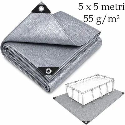 Prelata Protectie Piscina 5x5 m, Material PE 160 g/mp, Impermeabila