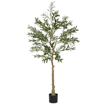 HOMCOM Plantă Artificială Măslin 150 cm cu 720 Frunze, 32 Măsline și Ghiveci | Aosom Romania