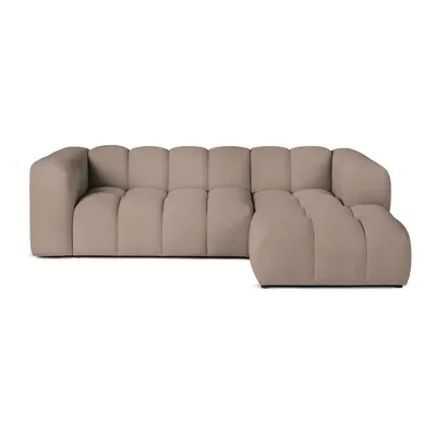 Colțar taupe cu tapițerie din catifea (cu colț pe partea dreaptă, cu șezlong) Cube – Bonami Selection