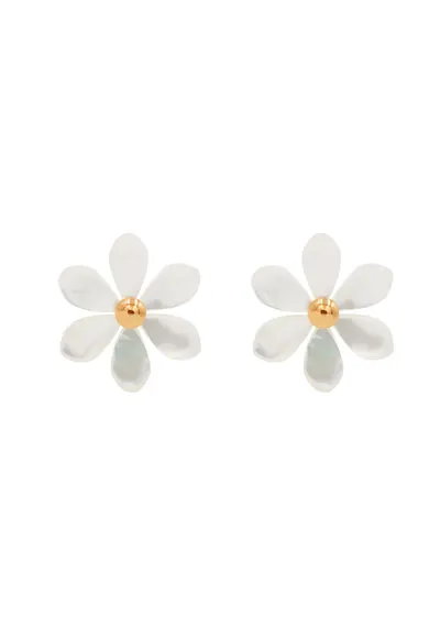 Cercei Flowers placati cu aur - cu sidef