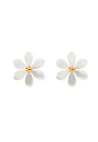 Cercei Flowers placati cu aur - cu sidef
