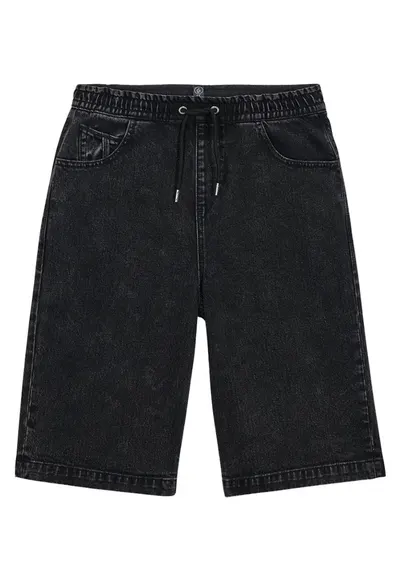 Bermude din denim cu talie elastica si croiala lejera Freazy