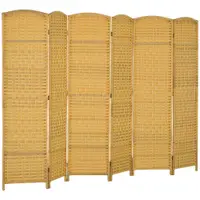HOMCOM Separator de cameră, paravan pliabil 6 piese, model împletit, lemn de pin, lemn natural | Aosom Romania