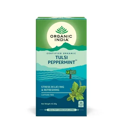 Ceai Tulsi Menta, Amestec Adaptogen Reimprospatant, bio, 25 plicuri, Organic India