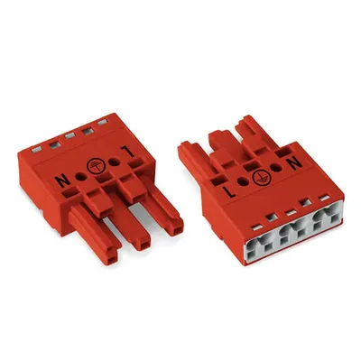 Socket; 3-pole; Cod. P; 4,00 mm²; red