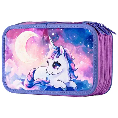 Penar echipat, 46 piese, 3 fermoare, 19.5x13x7cm, Unicorn Magic, PE3035E, Daco