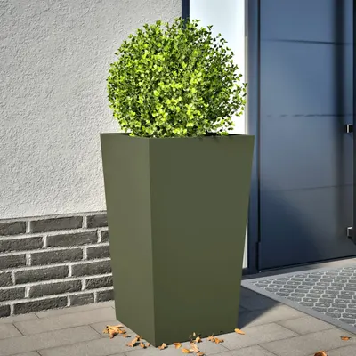 Gossi jardiniera de gradina, verde masliniu, 45x45x75 cm, otel