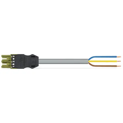 pre-assembled connecting cable; Eca; Socket/open-ended; 3-pole; Cod. B; H05VV-F 3 x 1.0 mm²; 4m; 1,00 mm²; light green