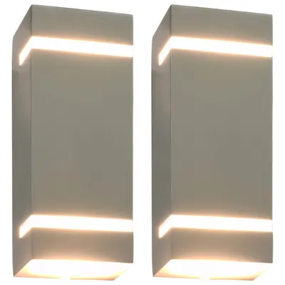 vidaXL Lămpi de perete de exterior 2 buc. argintiu 35 W dreptunghiular