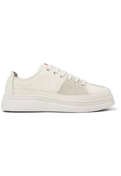 Pantofi sport din piele cu talpa wedge Runner Up Twins - Alb