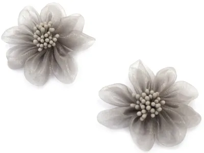 Flori pentru decor Em Art- Organza, 5 cm, gri(2 buc.)