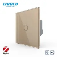 Intrerupator simplu tactil, dimabil adaptiv, cap scara / cap cruce, Protocol Zigbee, cu panou sticla, Generatia Noua Auriu