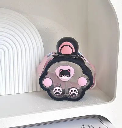Sticla de Apa Pentru Copii, Cu bareta si Stickere, Negru, 250 ml MIX15012