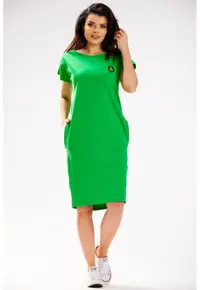 Rochie-tricou casual din bumbac - Verde