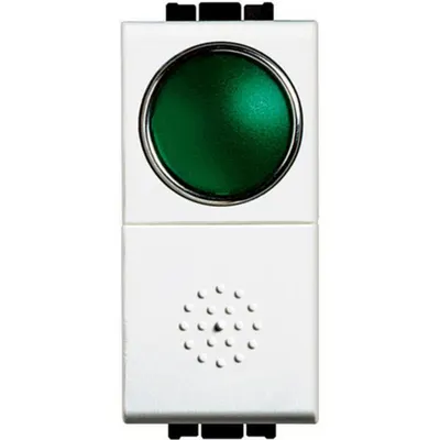 Buton cu indicator Verde 10A - 250V LiVing Light alb