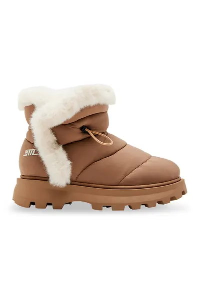 Ghete slip-on cu garnituri din blana sintetica Frostee - Caramel