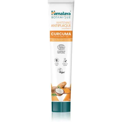 Himalaya Herbals Whitening Antiplaque Curcuma & Coconut Oil pasta de dinti anti-placa bacteriana si gingii sănătoase 75 ml