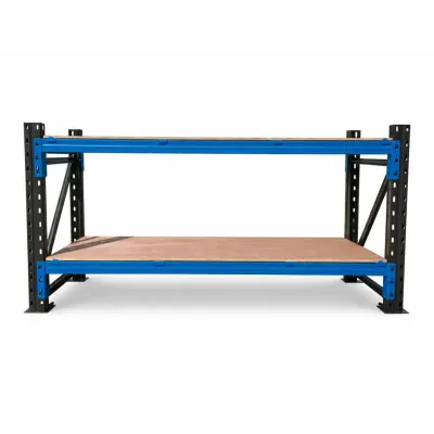 Masa de lucru industriala cu placaj L2000 x D600 x H1000 -1000kg/nivel GRAY & BLUE