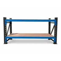 Masa de lucru industriala cu placaj L2000 x D600 x H1000 -1000kg/nivel GRAY &amp; BLUE