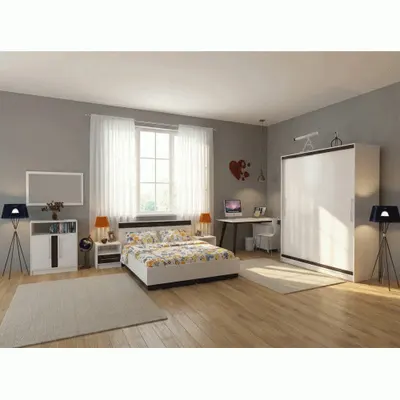 Dormitor Verona Alb/Gri cu pat 160x200 cm